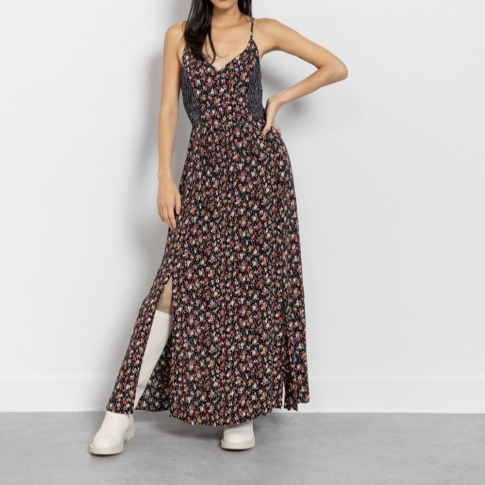 ANGIE BOHO  flowy Floral Maxi Dress S